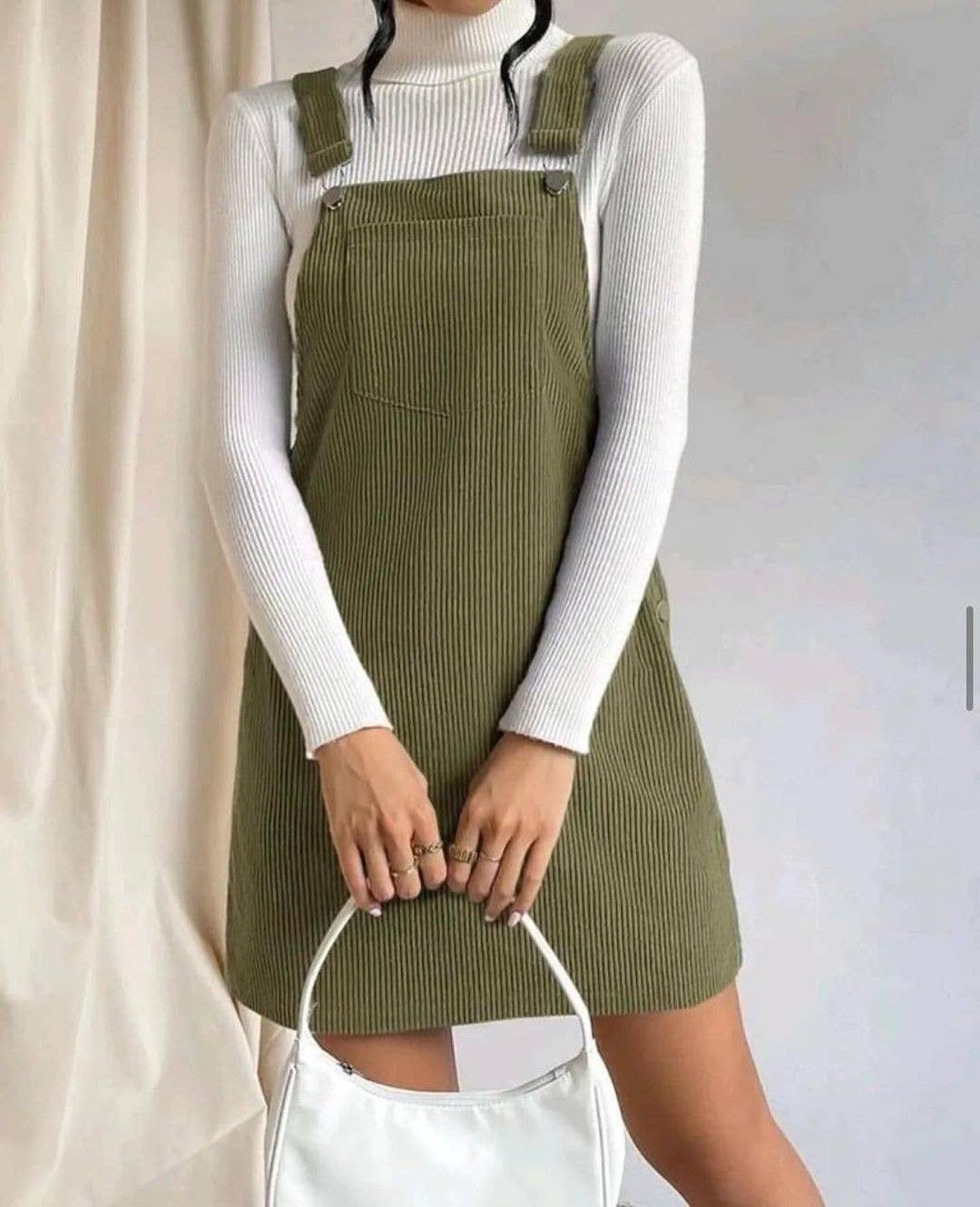 Corduroy overall mini dress sale